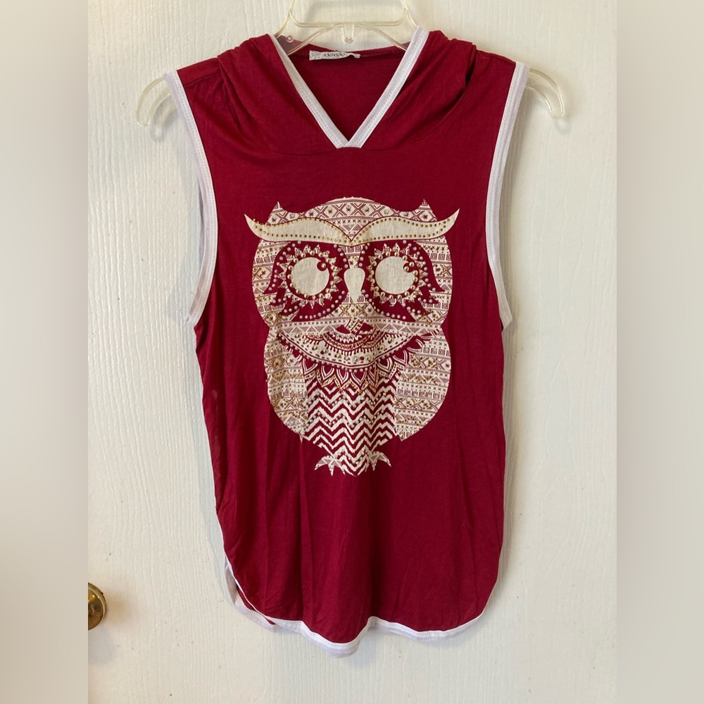 Davida Red Hoodie Shirt with Owl
